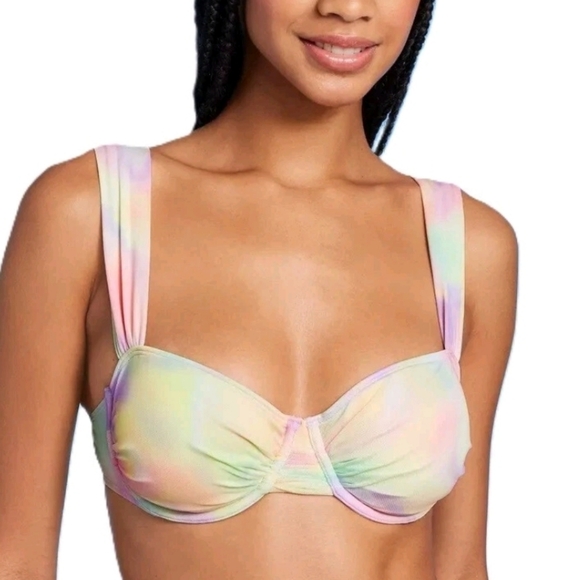 wild fable Other - SALE NWT Wild Fable Swirl Mesh Overlay Underwire Bikini Swimsuit Top Padded LG